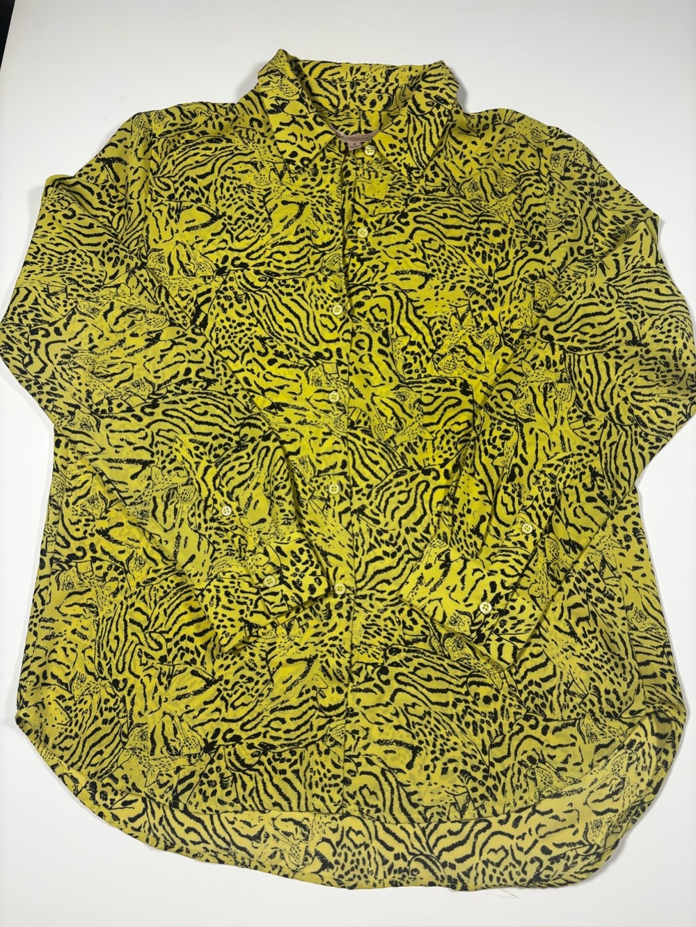 Philosophy Yellow & Black Animal Print Button-Up Blouse